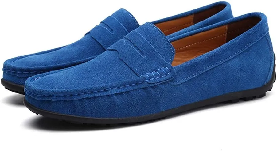 Men's Penny Loafer Suede Slip on Shoes Moc Toe Anti Slip Driving Shoes