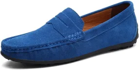Men's Penny Loafer Suede Slip on Shoes Moc Toe Anti Slip Driving Shoes