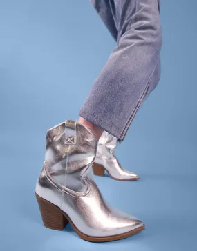 Metallic short cowboy boots