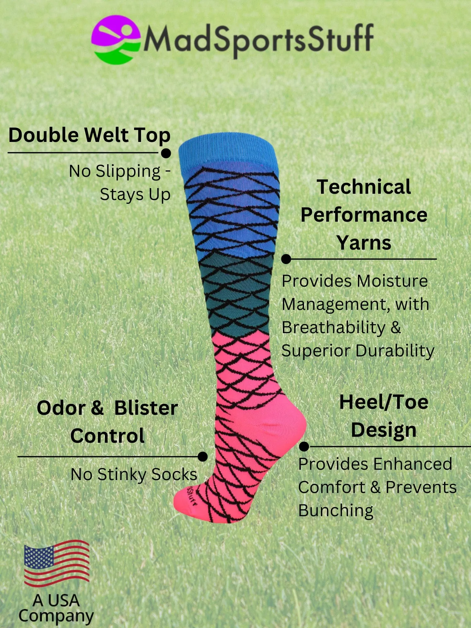Neon Mermaid Athletic Over the Calf Socks