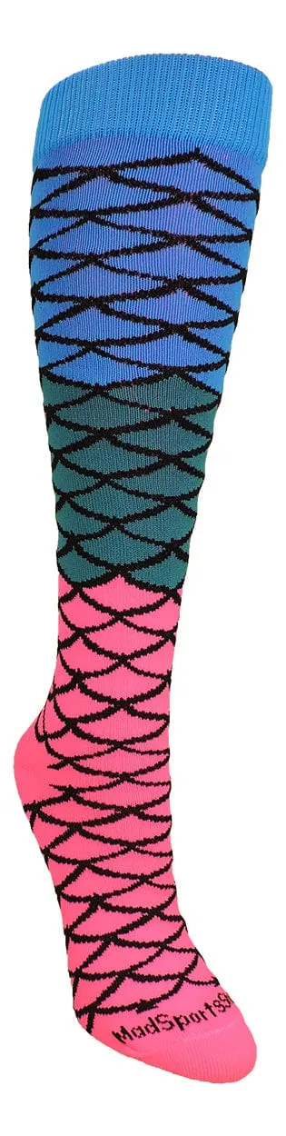 Neon Mermaid Athletic Over the Calf Socks