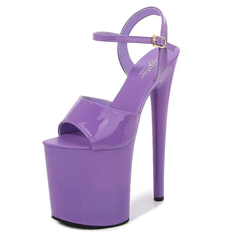 Patent Leather 7.5-Inch Stiletto Peep-Toe Platform Heels