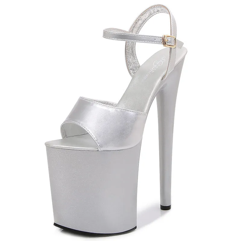 Patent Leather 7.5-Inch Stiletto Peep-Toe Platform Heels