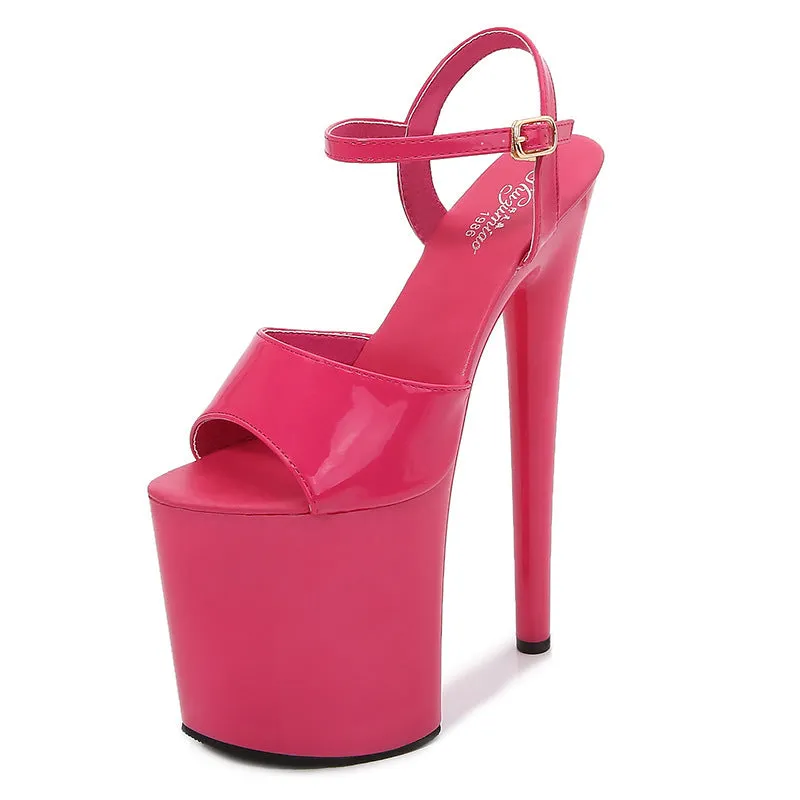 Patent Leather 7.5-Inch Stiletto Peep-Toe Platform Heels