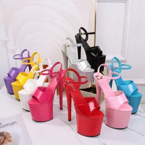 Patent Leather 7.5-Inch Stiletto Peep-Toe Platform Heels