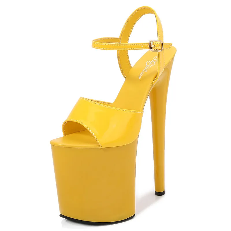 Patent Leather 7.5-Inch Stiletto Peep-Toe Platform Heels