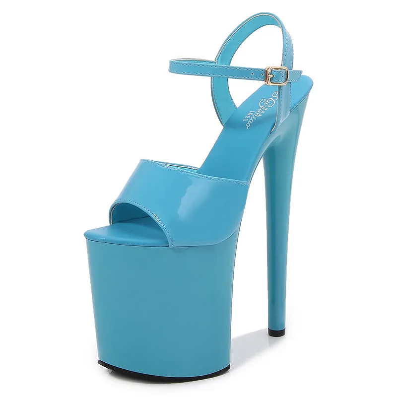Patent Leather 7.5-Inch Stiletto Peep-Toe Platform Heels
