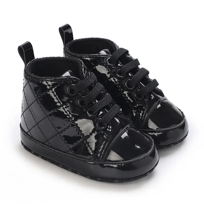 Patent Quilted Baby Shoes