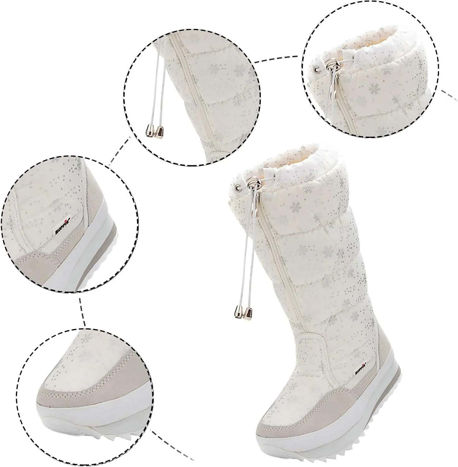 peqiut Womens Snow Boots Winter Snow Shoes Zipper High Winter Ankle Boots Ladies Lightweight Outdoor Booties Comfort