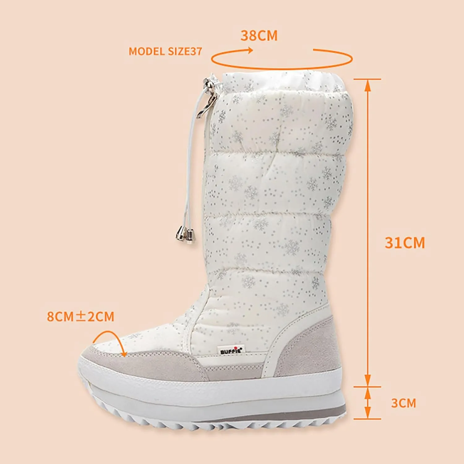 peqiut Womens Snow Boots Winter Snow Shoes Zipper High Winter Ankle Boots Ladies Lightweight Outdoor Booties Comfort