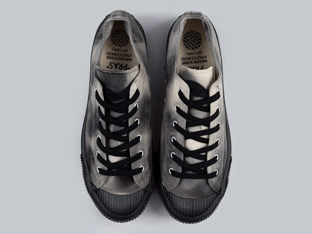 Pras Shellcap Low "Mura" Uneven Hand Dyed Sneakers Grey/Black