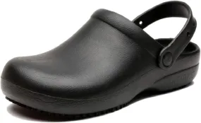 Unisex Anti-Slip Chef Clog Oil Water Resistant, Black, Size 11.0
