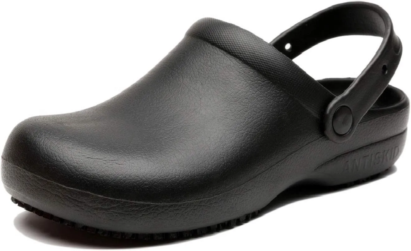 Unisex Anti-Slip Chef Clog Oil Water Resistant, Black, Size 11.0