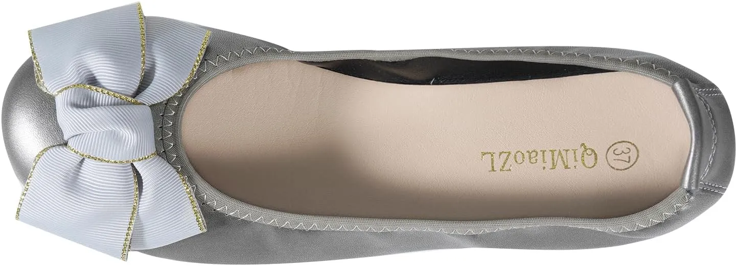 Women's Casual Round Toe Bow Knot Ballet Comfort Soft Slip On Casual Flats Shoes