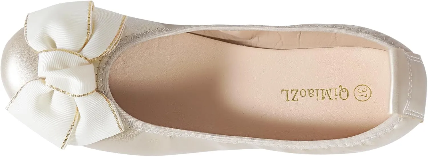 Women's Casual Round Toe Bow Knot Ballet Comfort Soft Slip On Casual Flats Shoes