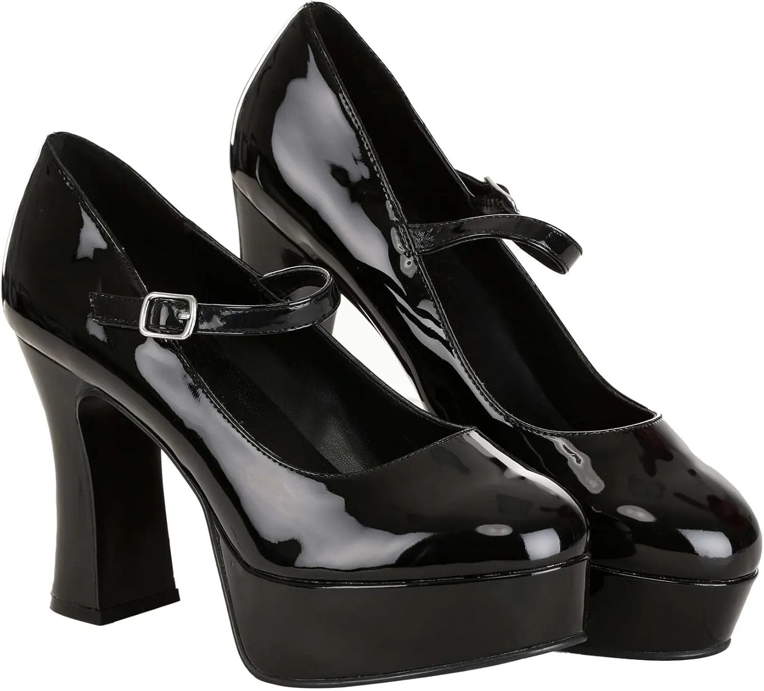 Women's Faux Leather Shoes, Mary Jane Platform Shoes, Shiny Faux Patent Leather, Adjustable in-Step Strap