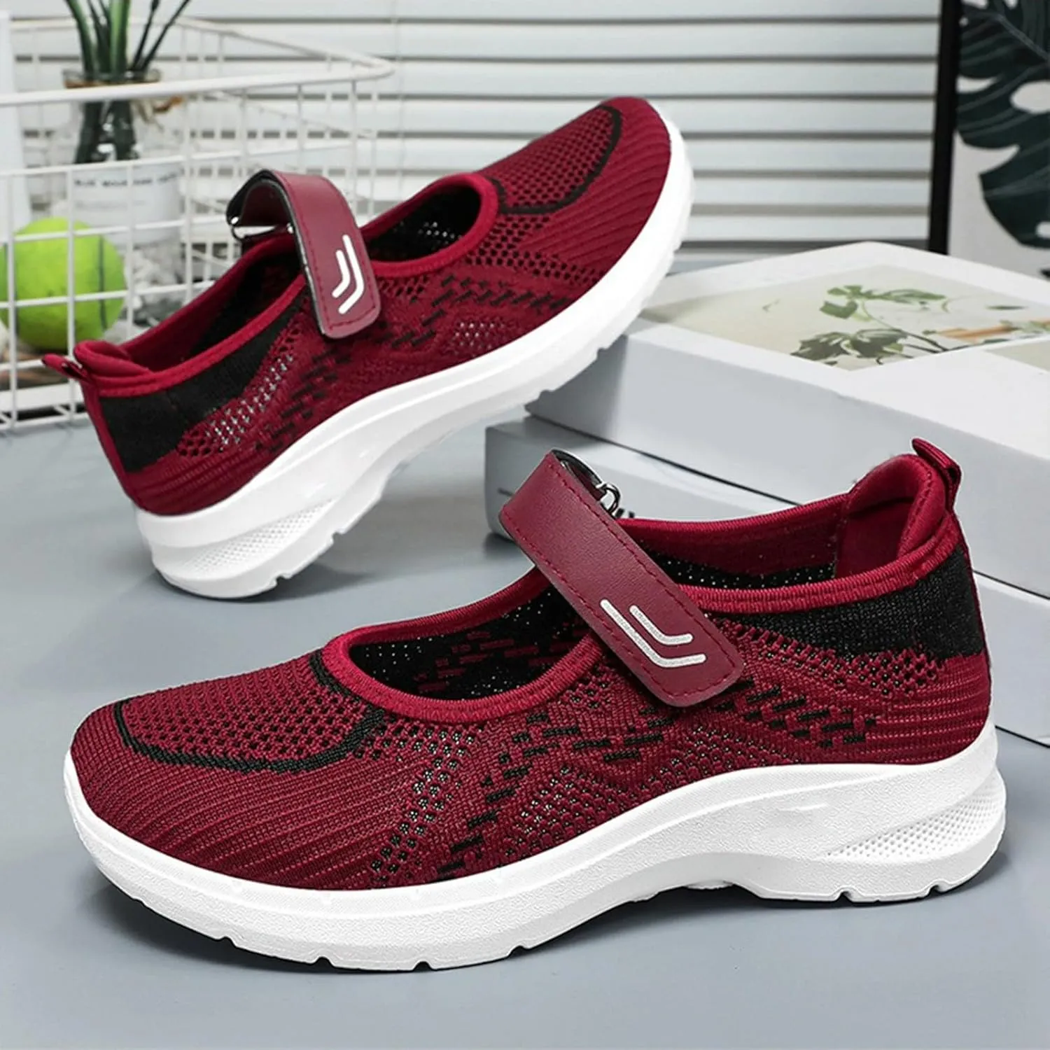 Womens Lightweight Walking Shoes Mesh Breathable Slip On Mary Jane Sneaker Casual Soft Casual Toddler Shoes
