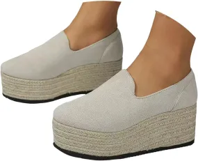 Womens Slip On Shoes Casual Platform Women's Running Shoes Fashion Sneakers Casual Loafers Mid Heels Walking Shoes