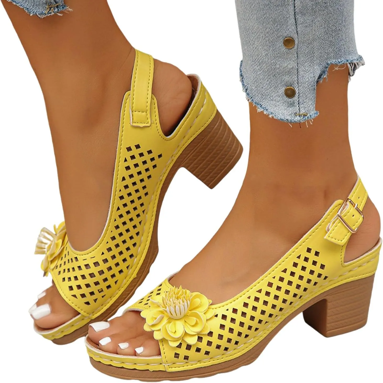 Women's Summer Slide Sandals Mid Heel Comfortable Casual Beach Wedge Shoes for Outfits with Shorts Jeans Dresses