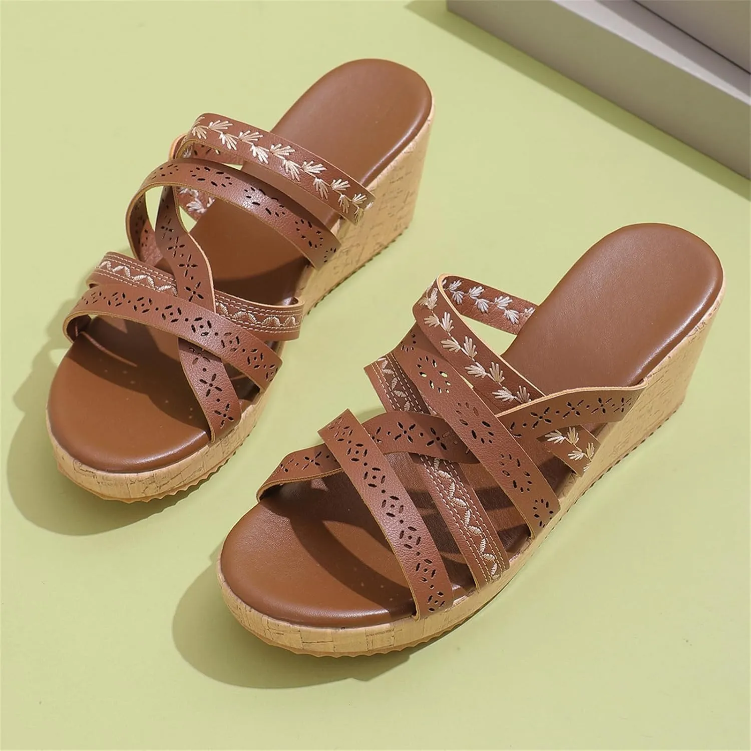 Women's Wedge Sandal Dressy Orthopedic Flat Open Toe Platform Sandals Comfortable Arch Support Outdoor Shoes