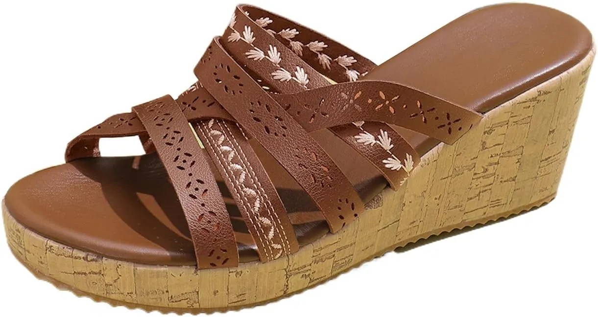 Women's Wedge Sandal Dressy Orthopedic Flat Open Toe Platform Sandals Comfortable Arch Support Outdoor Shoes
