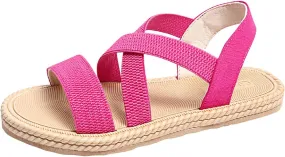 Womens Woven Flat Sandals 2025 Summer Retro Open Toe Crisscross Sandals Comfy Lightweight Beach Vacation Walking Shoes