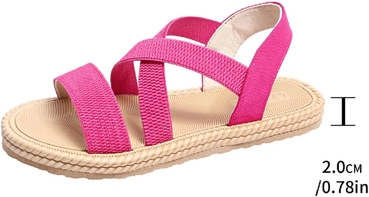 Womens Woven Flat Sandals 2025 Summer Retro Open Toe Crisscross Sandals Comfy Lightweight Beach Vacation Walking Shoes